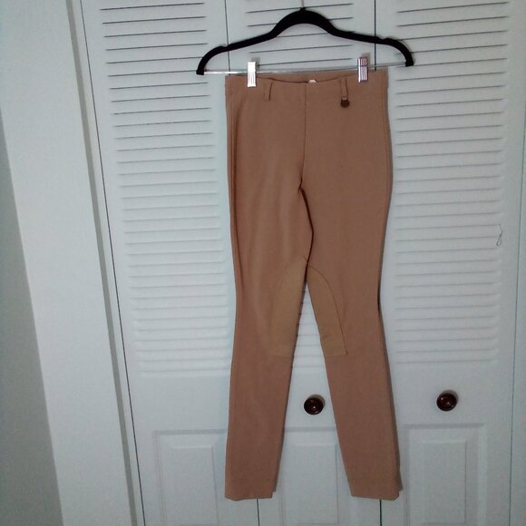 OVATION GIRLS 14 BREECHES BEIGE EQUESTRIAN RIDING PANTS HORSE REINFORCED KNEES - Picture 2 of 6